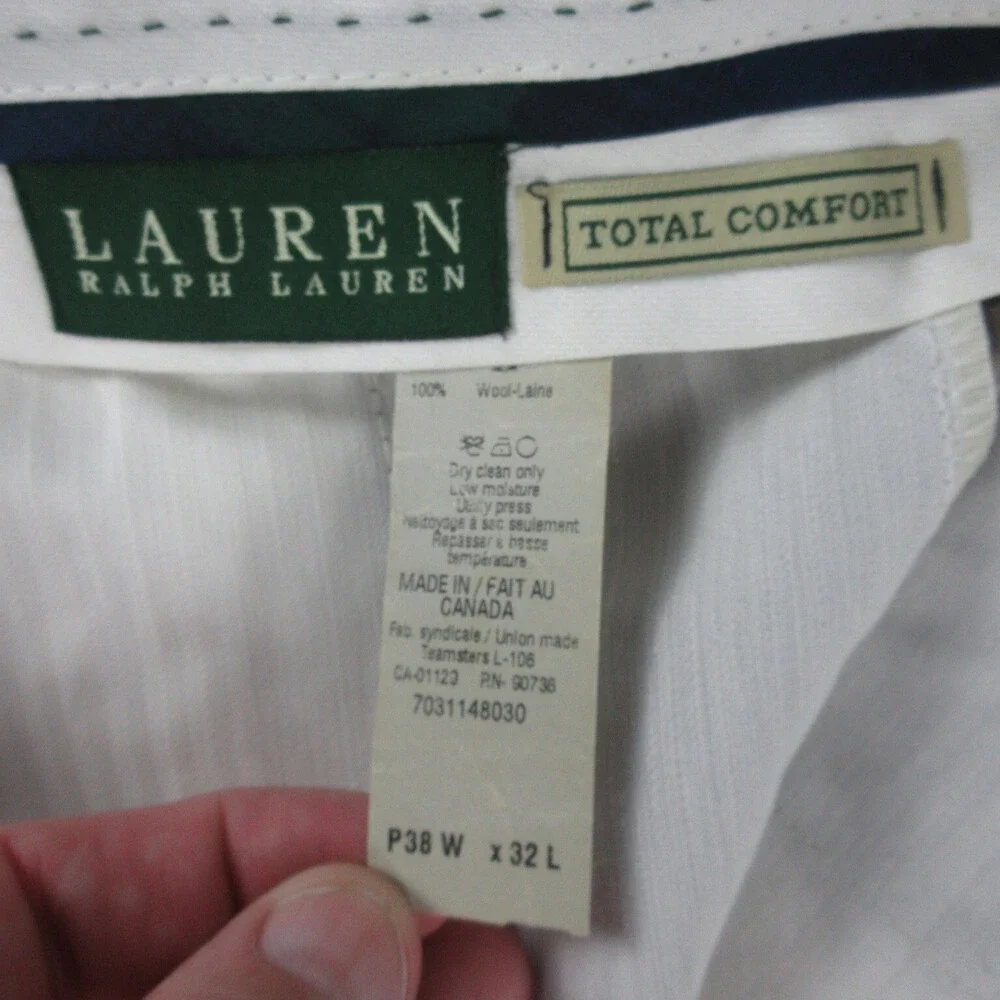 Lauren Ralph Lauren Pants Mens 38x32 Brown Green Blend Wool Dress Pant 36x28.5